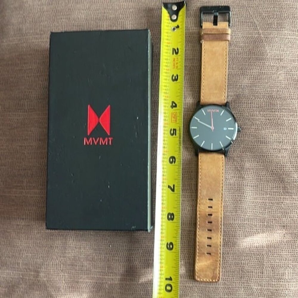 MVMT Black/Tan leather - Needs Battery - Box Has Wear/Damage - See Pics - Picture 2 of 8